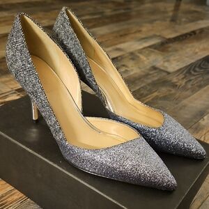 NWT J. Crew Silver Glitter And Tweed Heels